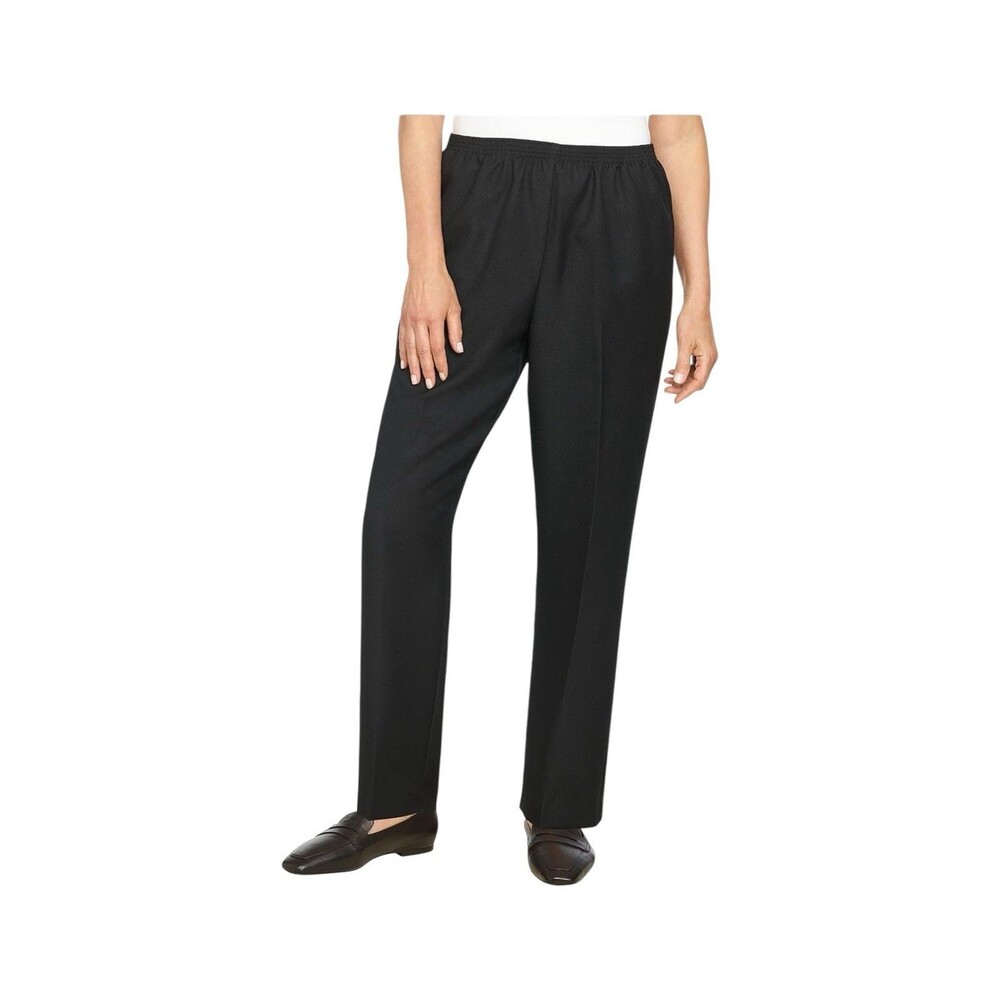 Alfred Dunner Womens' Black Pull On Straight-Leg Dress Pants Plus Size 24W NWT